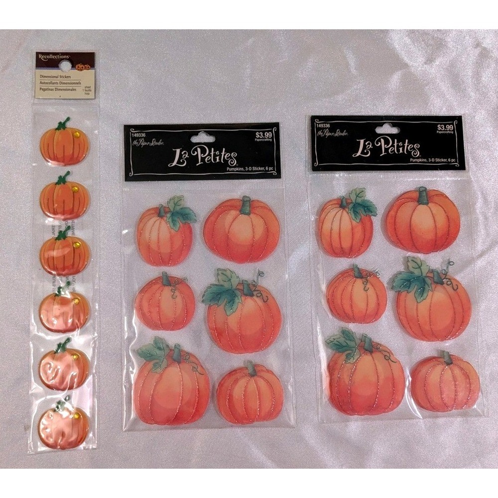 3D Stickers The Paper Studio Recollections Orange Pumpkin Fall Harvest 3 Pack